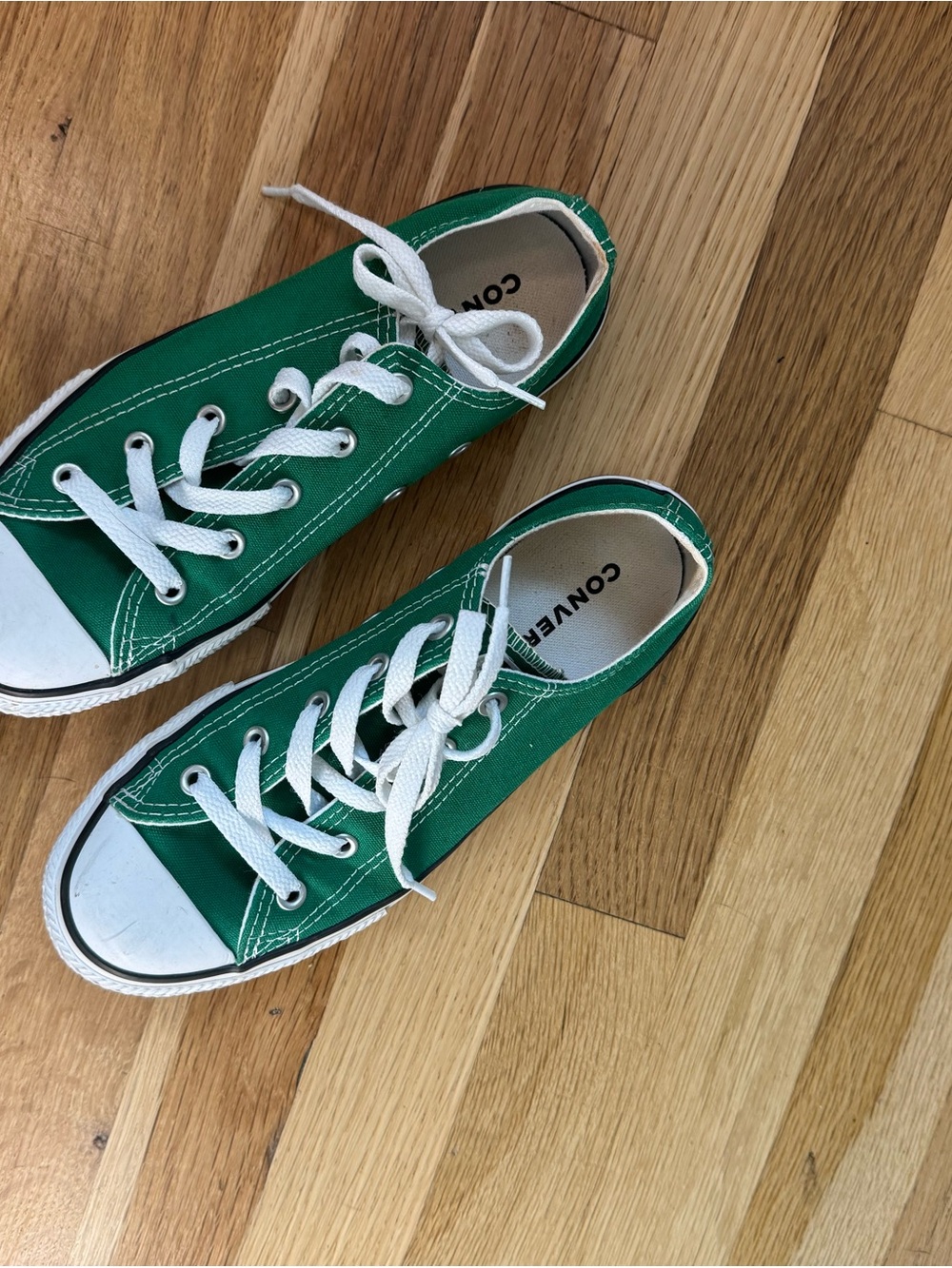Converse Green Canvas Low-Top Sneakers with White Accents